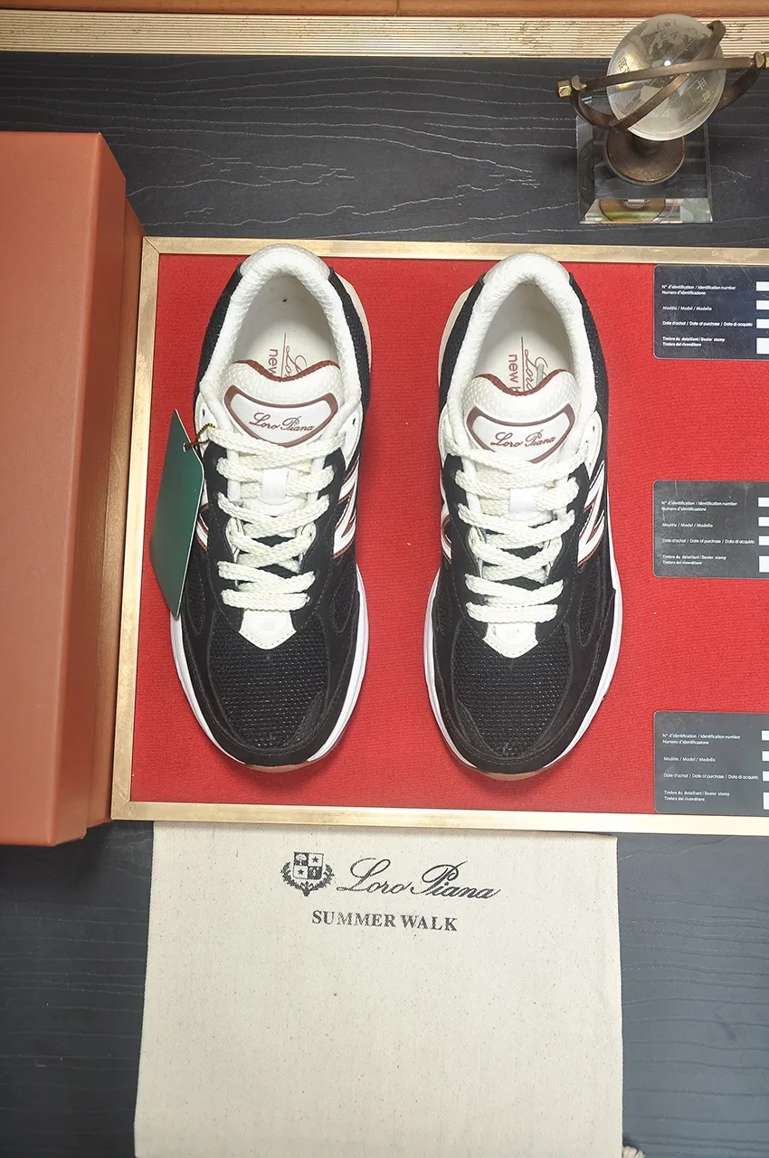 Ex-factory price 660💶LP new product on sale (couples model) Loro Piana sneakers｜Made of Wish imported cowhide fabric｜The upper is made of unique knitted fabric production technology｜Comprehensive one-to-one restoration of the counter process flow｜Additional original molded rubber three-color combination technology outsole｜Size: women 35-40, men 38-44.